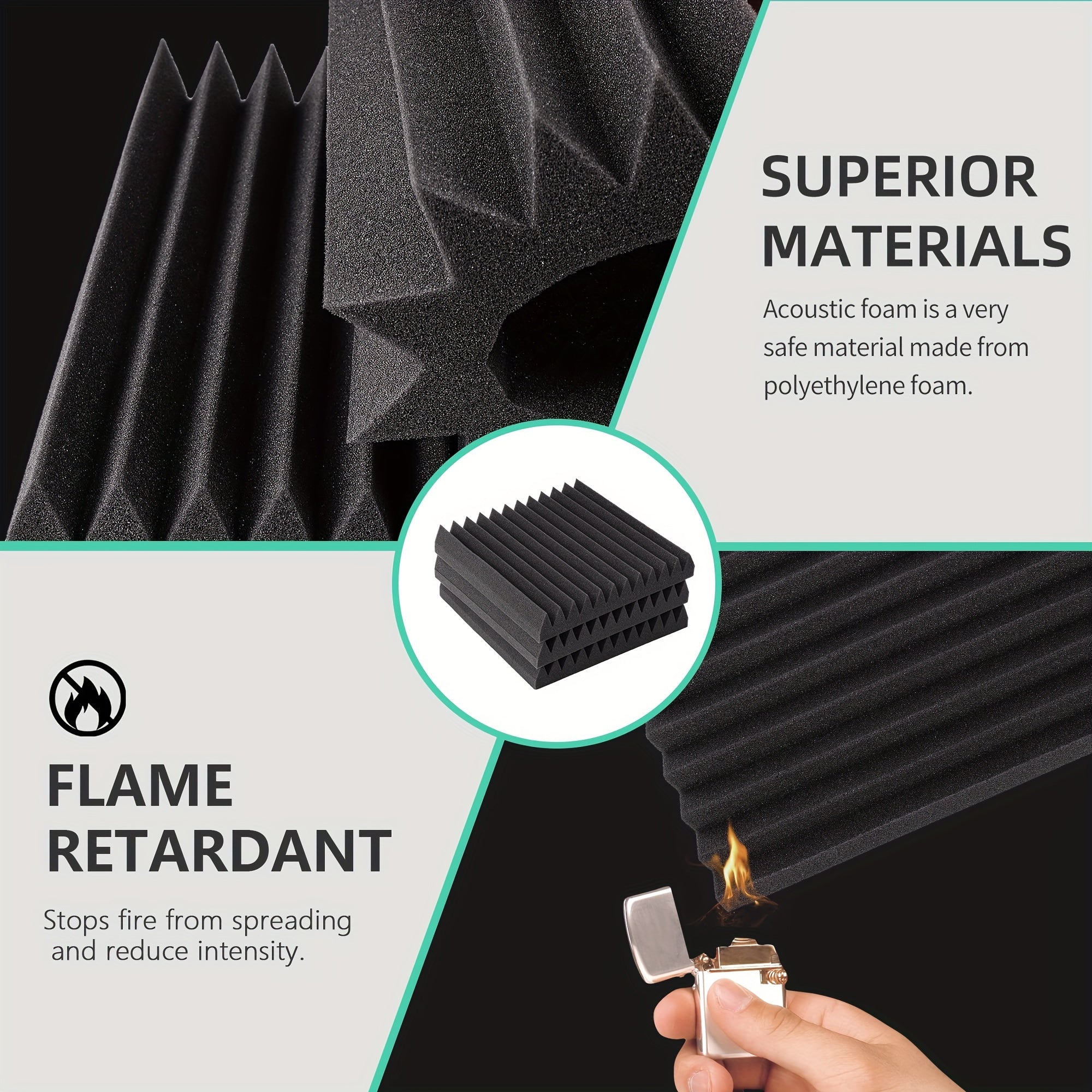 60pcs High-Density Foam Acoustic Panels for Noise Reduction Soundproofing in Rooms