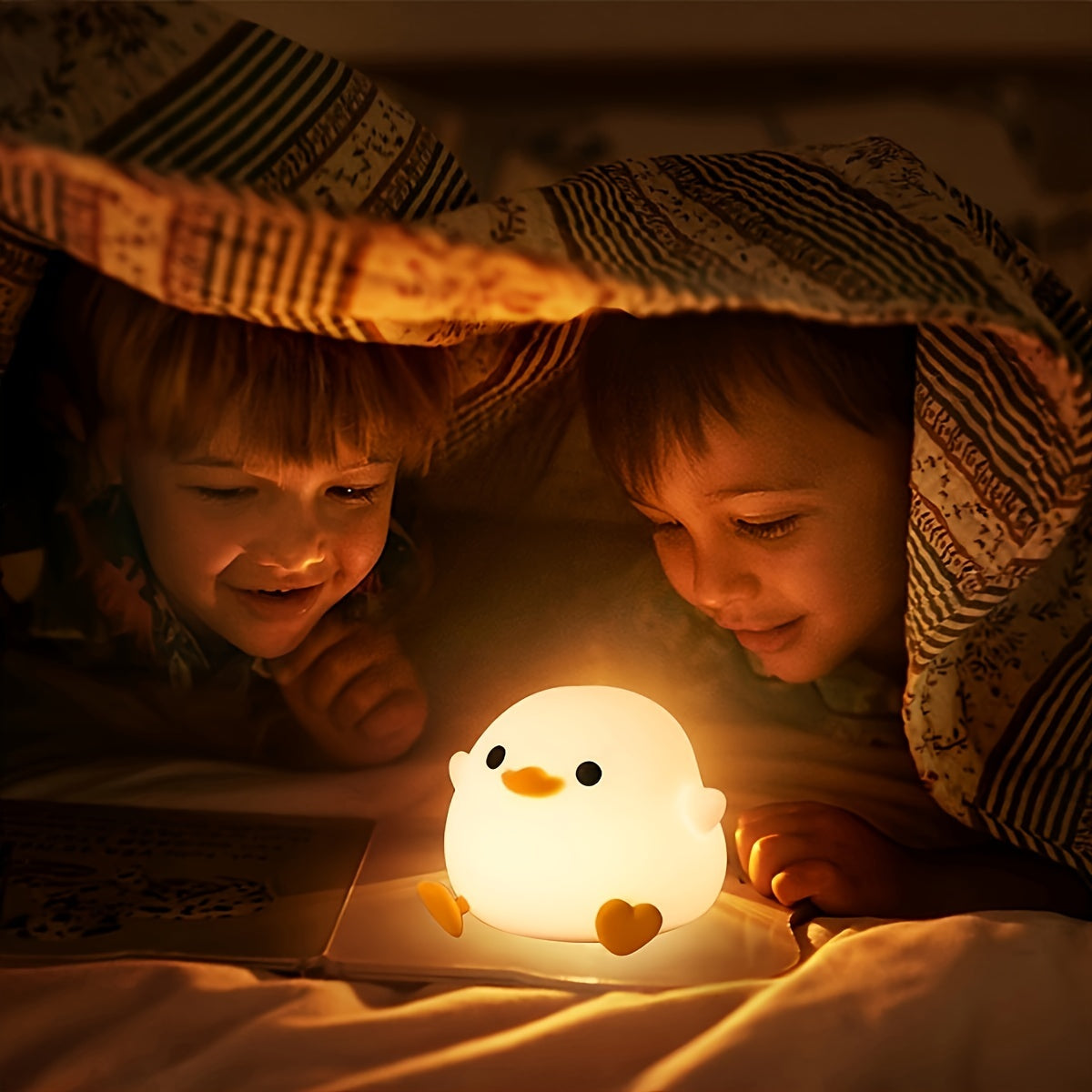Silicone Duck Night Light for Kids USB Rechargeable Bedside Lamp Soft Eye-Safe Decor