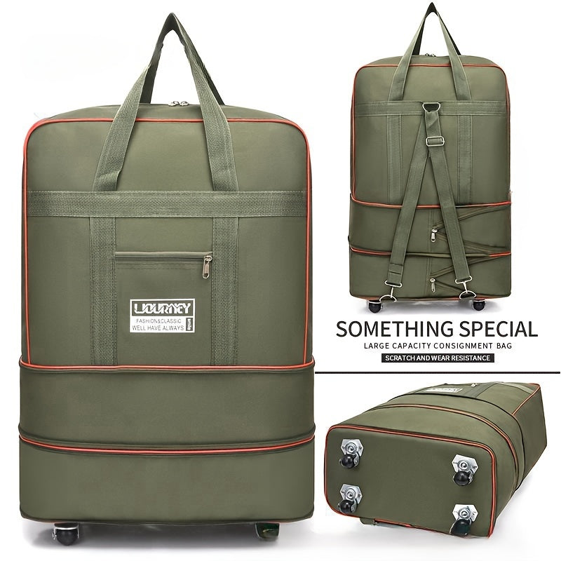 Foldable Travel Luggage Bag with Wheels Expandable Carry-On Suitcase for Business and Travel