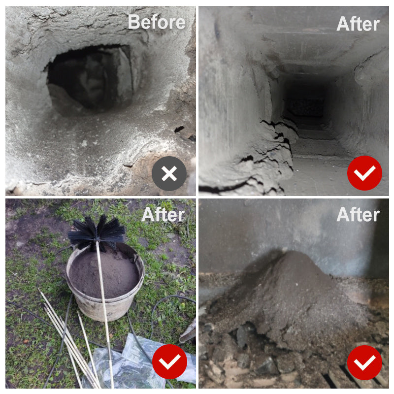 Chimney and Dryer Vent Cleaning Kit with 100mm Brush and 30ft Reach