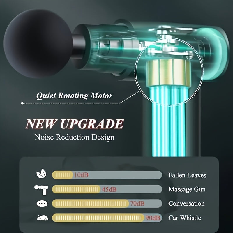 Electric Massage Gun with 4 Replaceable Heads Portable Handheld Muscle Massager Ultra-Silent Brushless Motor