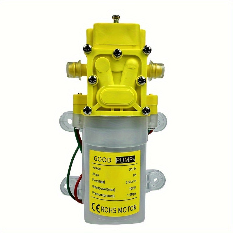 Bomba de agua de 12V de autocebado para lavado de coches, autocaravana, 100W, flujo ajustable