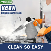 PANCERKA Elektrik Bug' tozalagichi 9 ta aksessuar tozalash qismlari, yuqori haroratda sanitariya mopi va qo'l bilan ishlatiladigan qopqoq bilan, gilamlar, pardalar, pollar va derazalar uchun ideal. EU ulagichi.