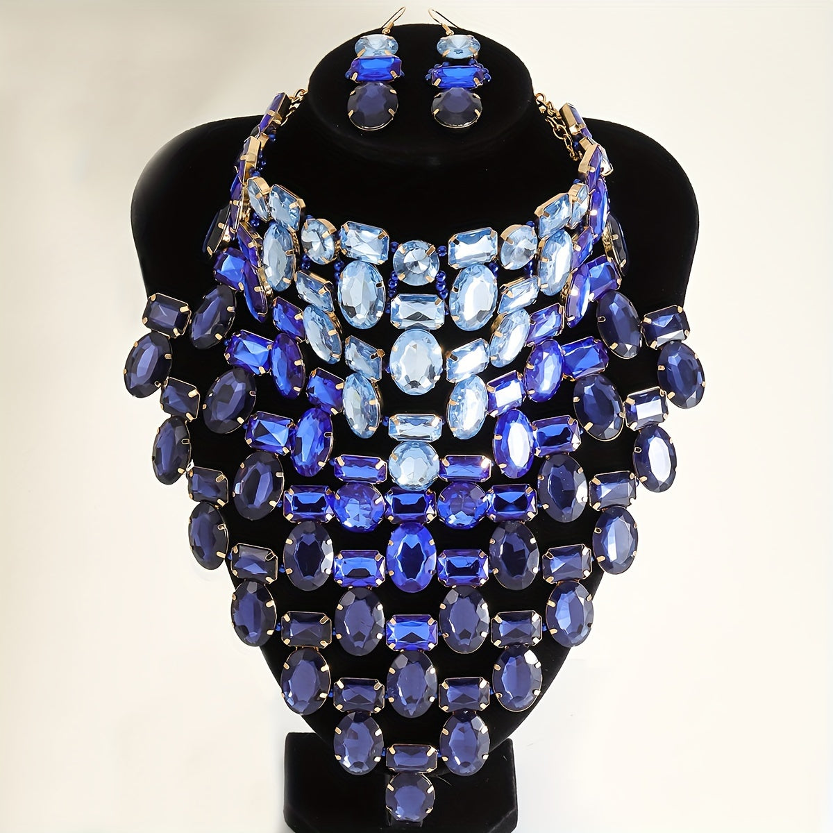 Jewelry Set 3-Piece Rhinestone Necklace Earrings for Weddings and Parties