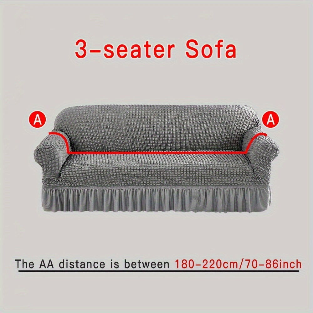 Beige Elastic Sofa Cover Fits All Sizes Machine Washable Living Room