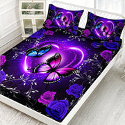 3 ta Moda Romantik Qoplama to'plami, Binafsha Kelebek Gul Printi bilan Matrasni Himoya qiluvchi. Yumshoq va Havo O'tkazuvchi Yotoq to'plami, Chuqur cho'ntaklar bilan, Yotoqxona, Mehmonxona, Maktab yoki Yotoq xonasi bezatish uchun mukammal. 1 ta Qoplama va