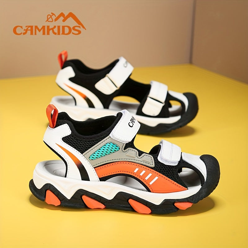 Kids Summer Sandals Breathable Mesh Non-Slip Toe-Collision Hook-and-Loop Outdoor Casual