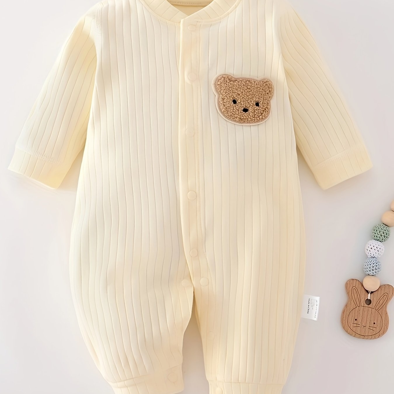 Baby Cotton Teddy Bear Romper for Infants Long Sleeve All-Season Kid's One-Piece