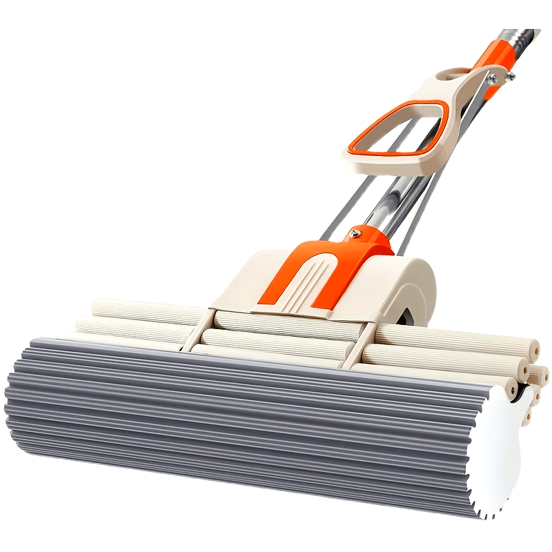 Mop de esponja con mango de acero inoxidable y cabeza absorbente para limpieza de suelos