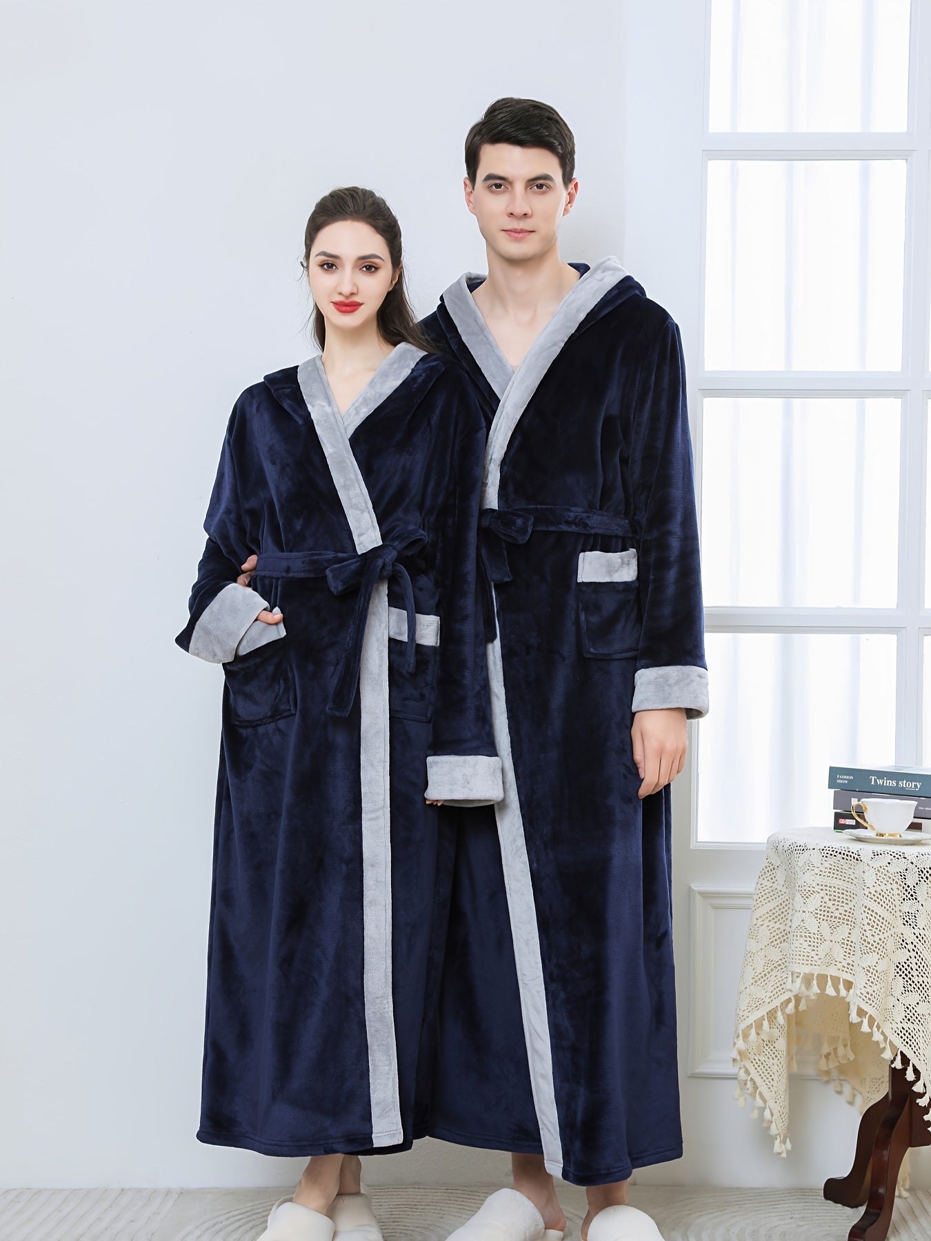 French Coral Velvet Bathrobe for Men and Women Fall Winter Thickened Skin-Friendly Comfortable