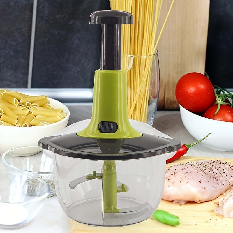 Metal Hand Food Chopper with Straight Blade Edge for Vegetables Fruits Herbs