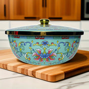 Enamel Mixing Bowl with Lid, Large Salad Basin for Kitchen and Dining