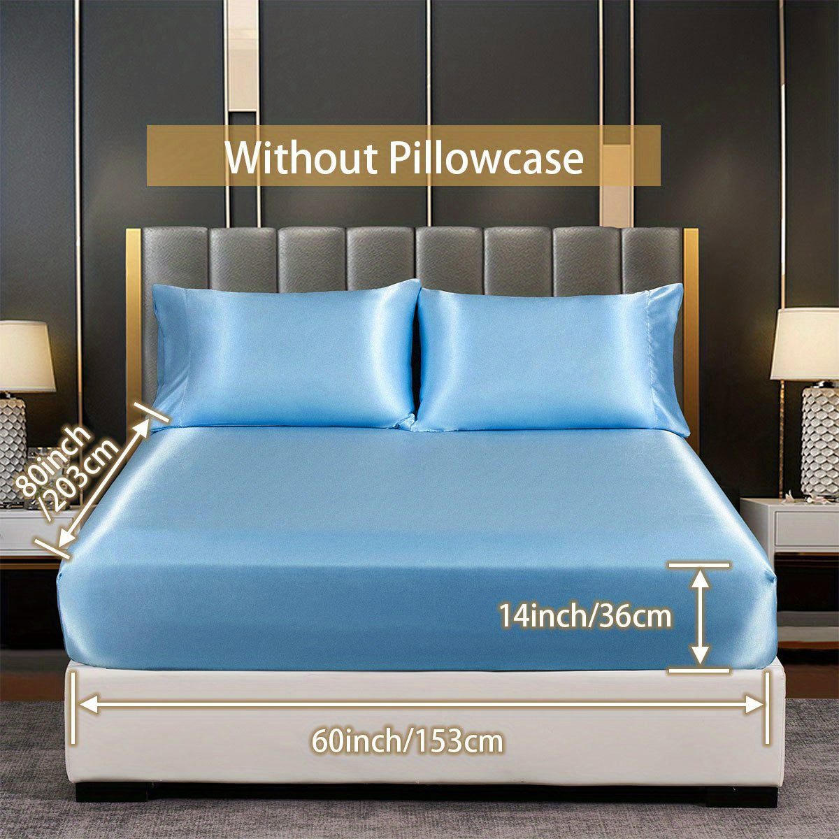 Satin Solid Color Fitted Sheet Luxuriously Soft Bedding for Bedroom and Guest Room