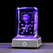 3D Butterfly Rose Crystal Night Light LED Base Bedroom Decor Gift for Women 8cm