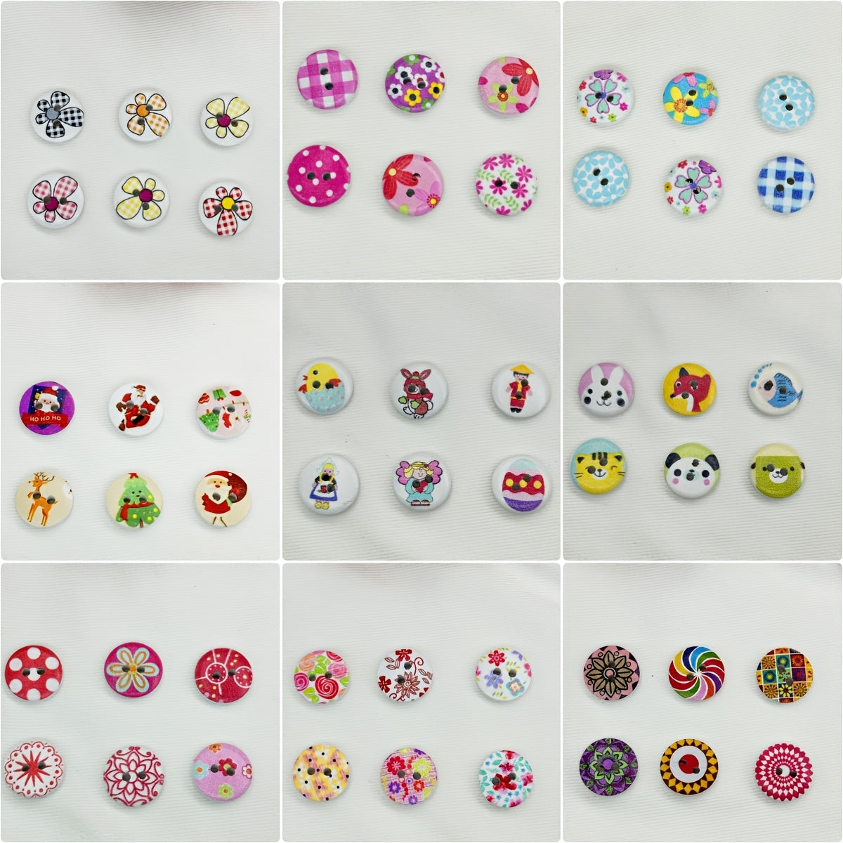 Набор разнообразных декоративных кнопок для рукоделия, белая основа, 108 штук для праздничных подарков