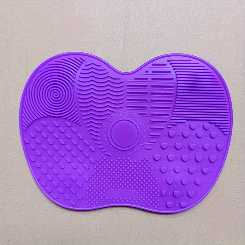 Silicone Beauty Tool Cleaner Pad Apple-Shaped Textured Surface for Makeup