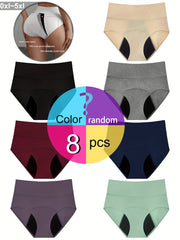 Women's Plus Size Leak-Proof Period Underwear Briefs 8 Pack Breathable