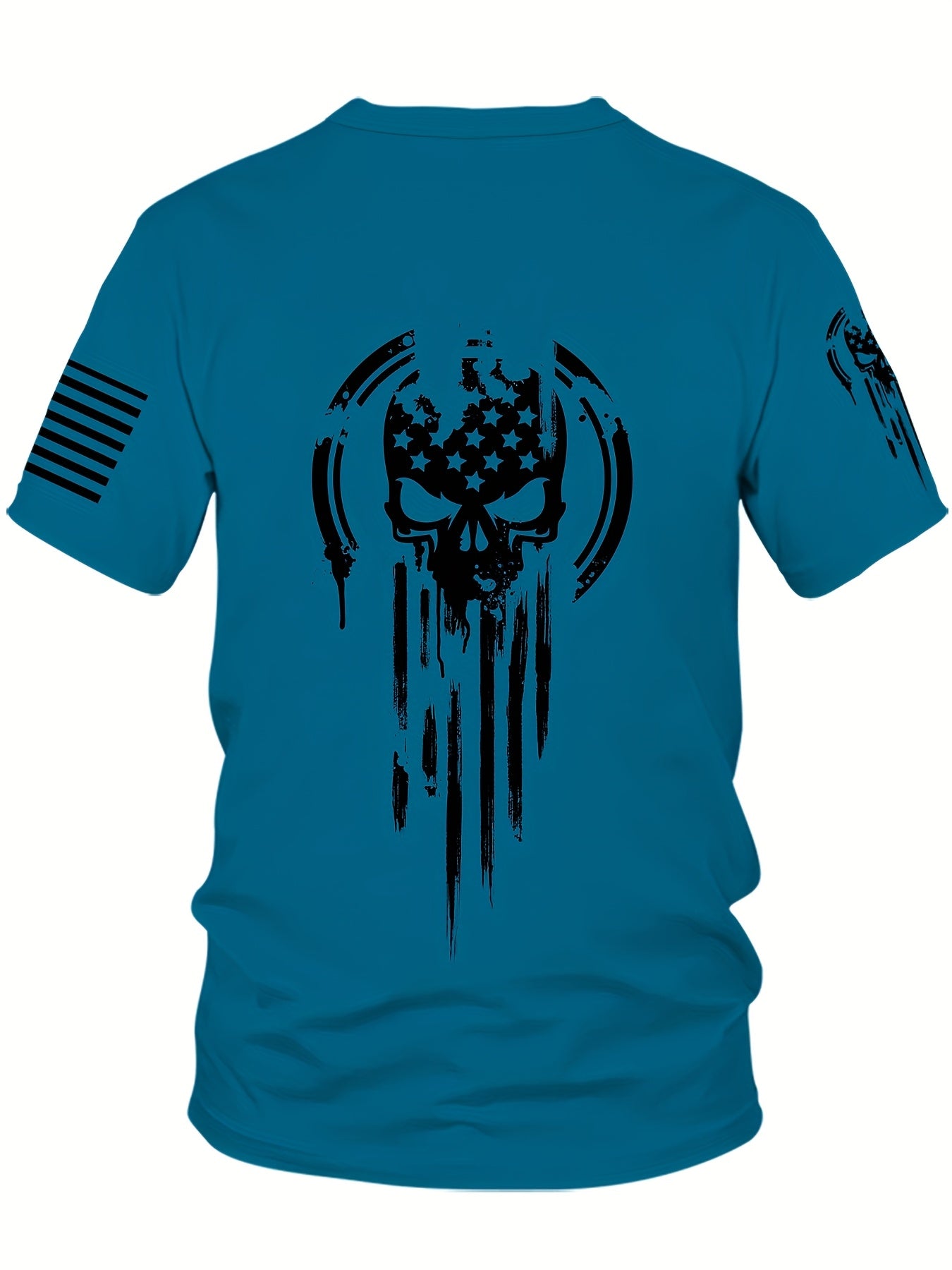 Мужская футболка с американским воином-черепом, военный принт, короткий рукав, полиэстер, трикотаж, повседневная летняя, увеличенный размер