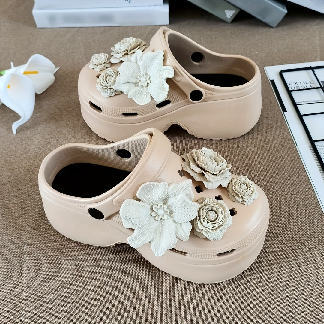 Women's Gothic Mule Shoes Flat Heel Non-Slip Rose Floral Decorative Durable Fashion