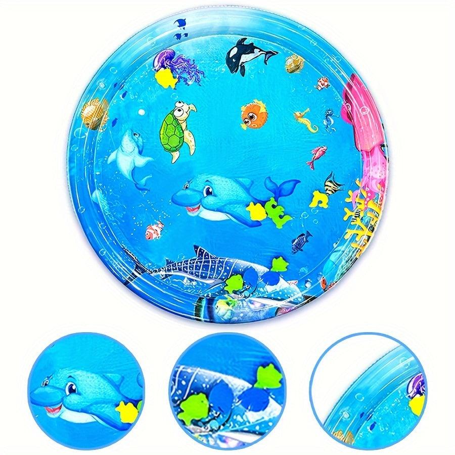 Large Round Dolphin Splash Mat for Toddlers PVC Water Play Activity Sensory Development
