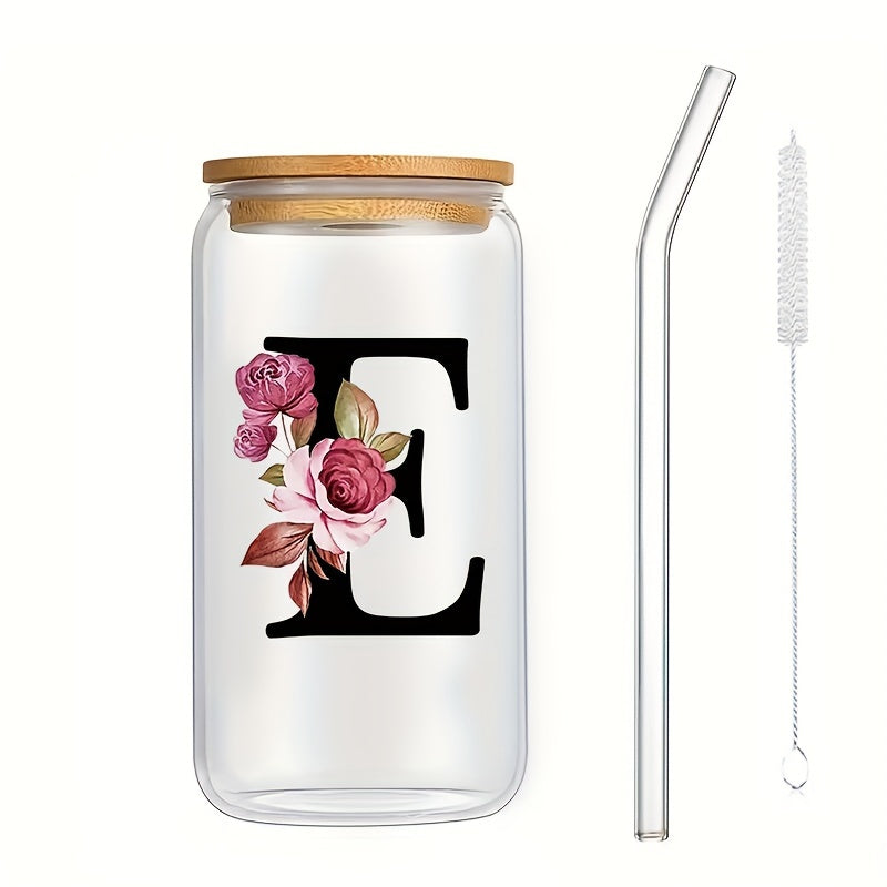 Vaso de vidrio para bebidas frías con tapa de bambú, impreso en 3D, de borosilicato, jugo, cerveza, café