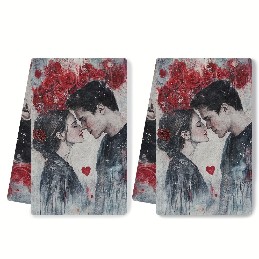 Valentine's Day Kitchen Towels 16x24 Inches Ultra-Soft Absorbent Set