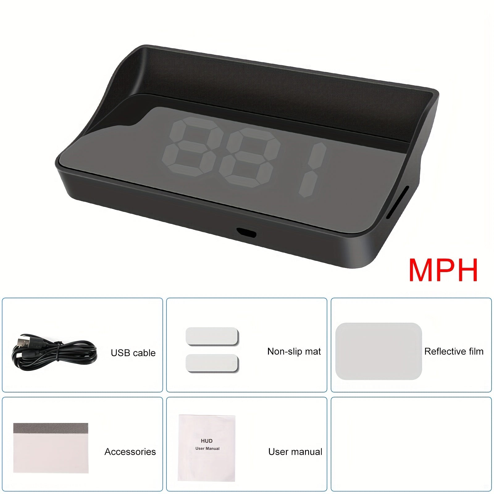Ko‘p funksiyali LCD Head Up Display Transport tezligi o‘lchagichi MPH KM/H