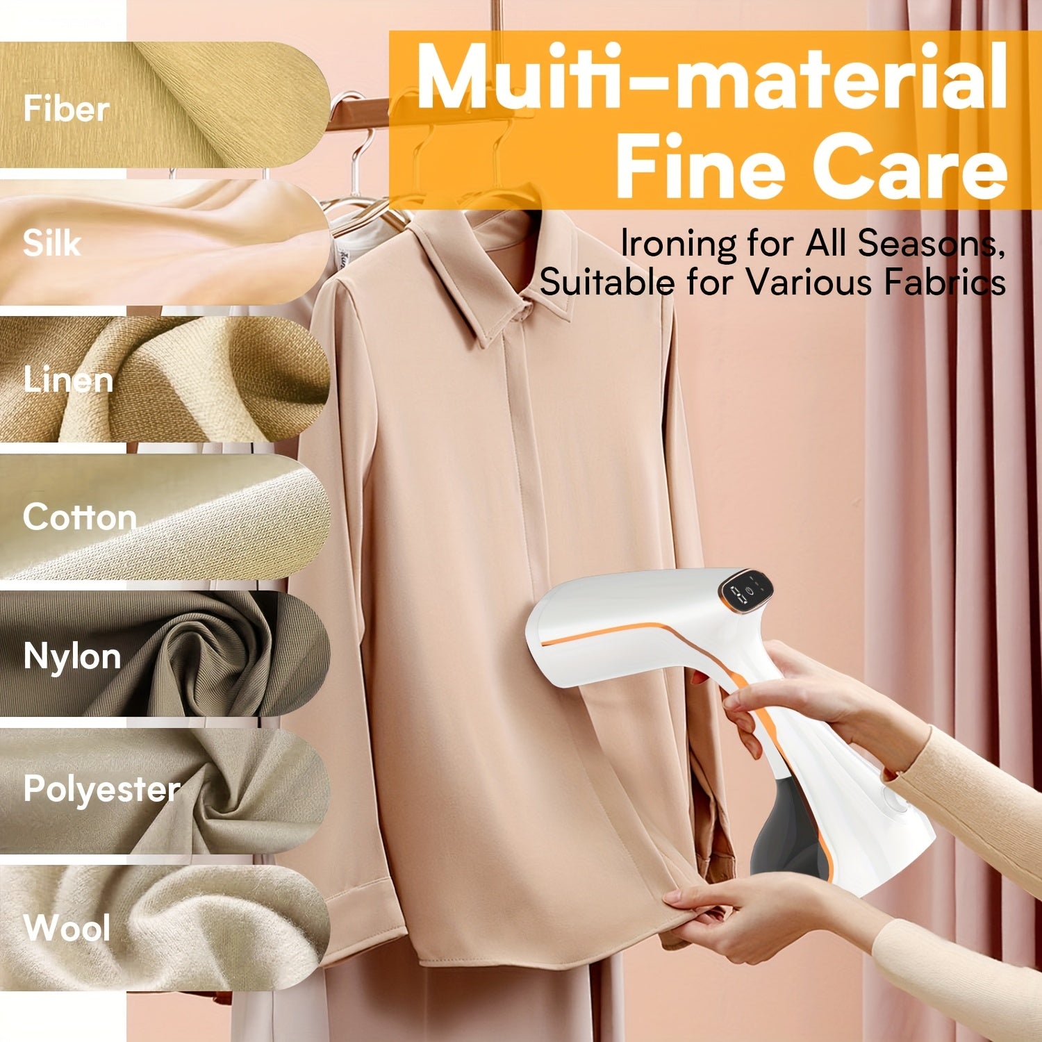 Handheld Garment Steamer 1780W Fast Heating 3 Steam Levels Wrinkle Remover