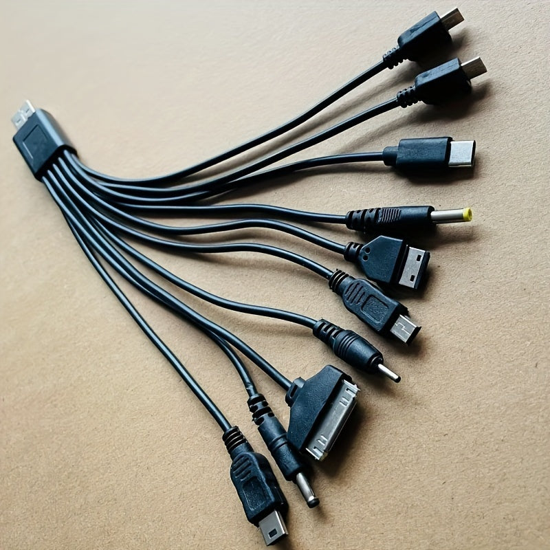 Multi-Device USB Charging Cable Flat PVC 10-in-1 Data Cable