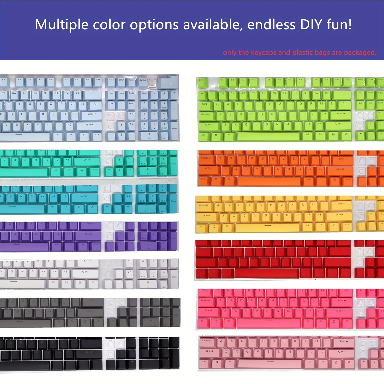 Rang-barang plastik kalitcha o‘rniga qo‘yiladigan, mexanik va o‘yin klaviaturalariga mos keladigan, Rasmga o‘xshash kalitlar bilan mos keladigan