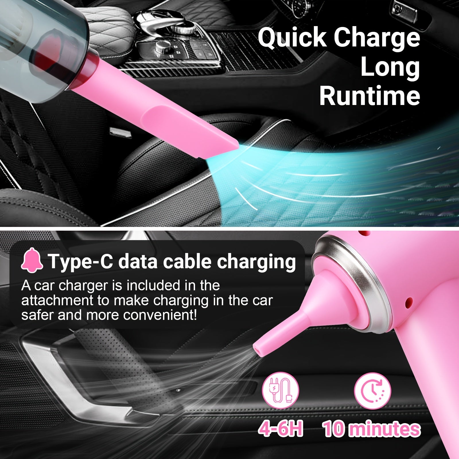 Handheld Car Vacuum Cleaner Wireless Dust Suction 1200mAh 35W Dry Wet