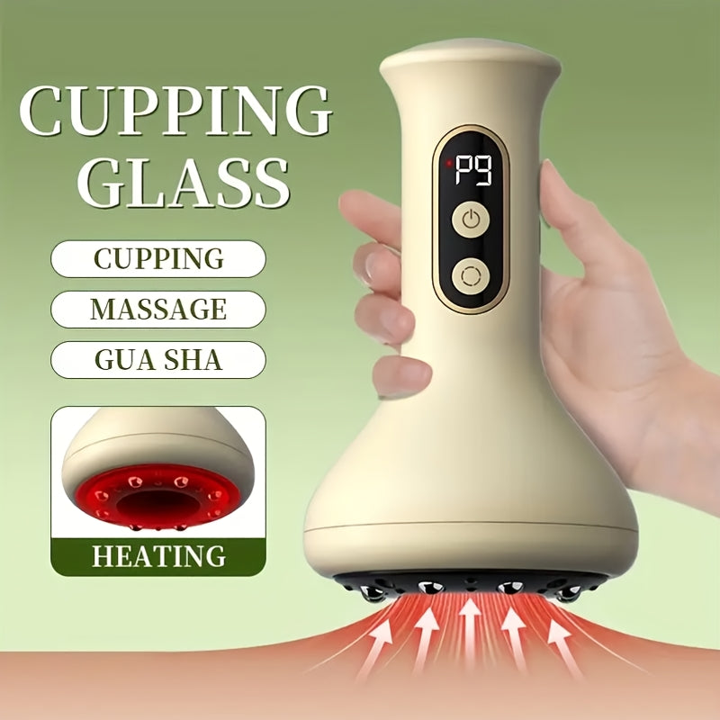 9-Level Adjustable Cupping Massage Device with Hot Compress USB Rechargeable Portable Home Use