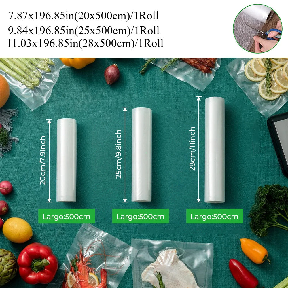 Oziq-ovqat saqlash uchun mato bilan qoplangan sumkalar, turli kengliklar, moslashtirilgan uzunlik bilan vakuum yopishqoq sumkalar to'plami