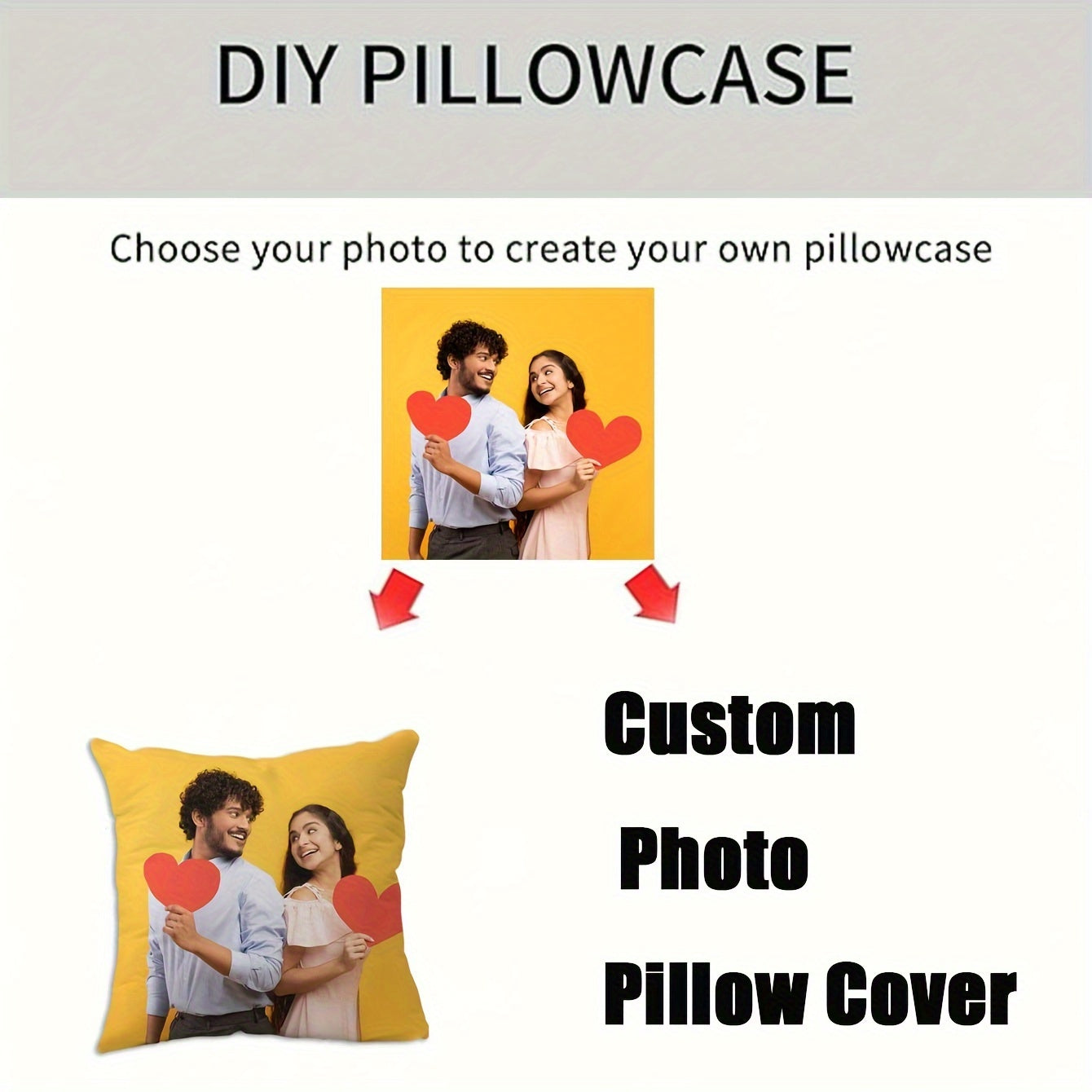 Personalized Pillowcase with Custom Photos and Text for Valentine's Day or Anniversary