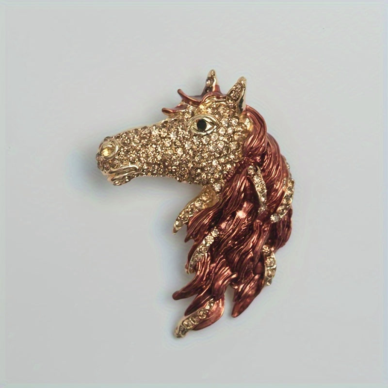 Vintage Rhinestone Horse Head Brooch Pin - Klassik Hayvon Zargarlik Aksessuari