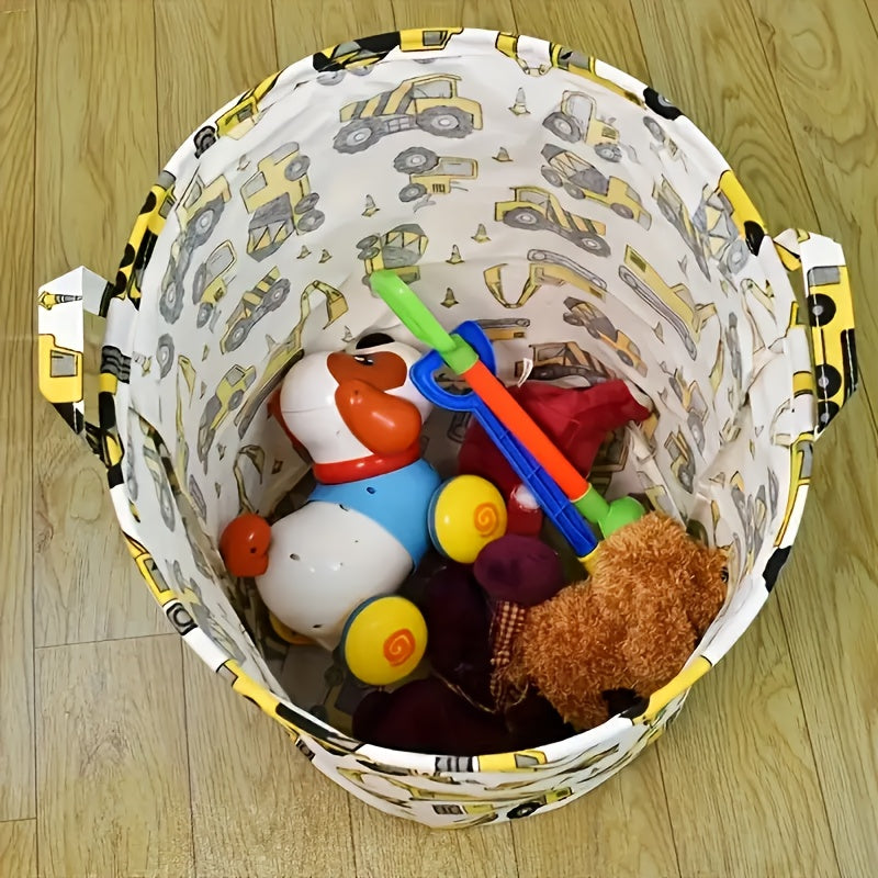 White Polyester Toy Storage Basket for Laundry and Organization