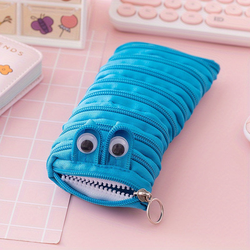 Cute Caterpillar Pencil Case with Large Capacity for Students and Makeup Storage