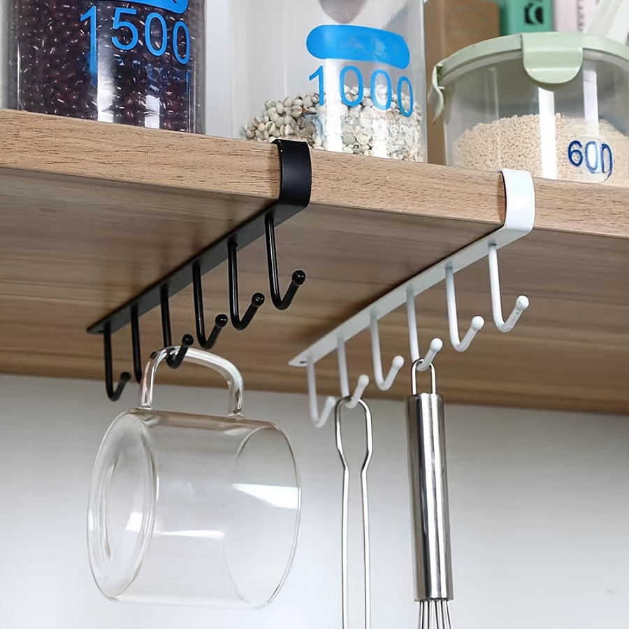 Double Row Cast Iron Hanging Hook Cup Rack for Kitchen Cabinet Storage
