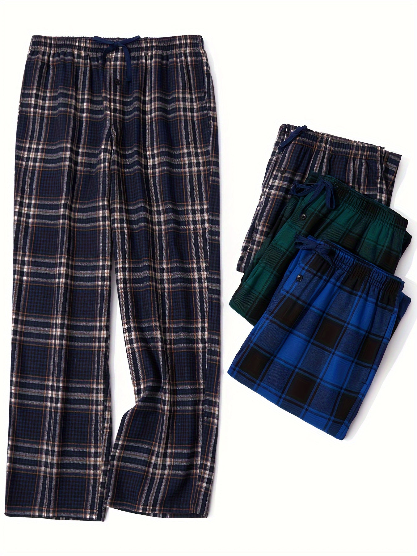 3 Katta O'g'il Bolalar Flanel Plaid Uxlash Shimlari, Cho'ntaklar bilan, Qopqoq, Tortish, KATTA O'lcham