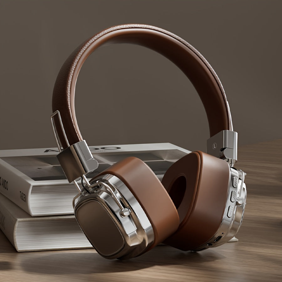 Vintage-Inspired Wireless Over-Ear Headphones with 5.3 Chip for Gaming and Music