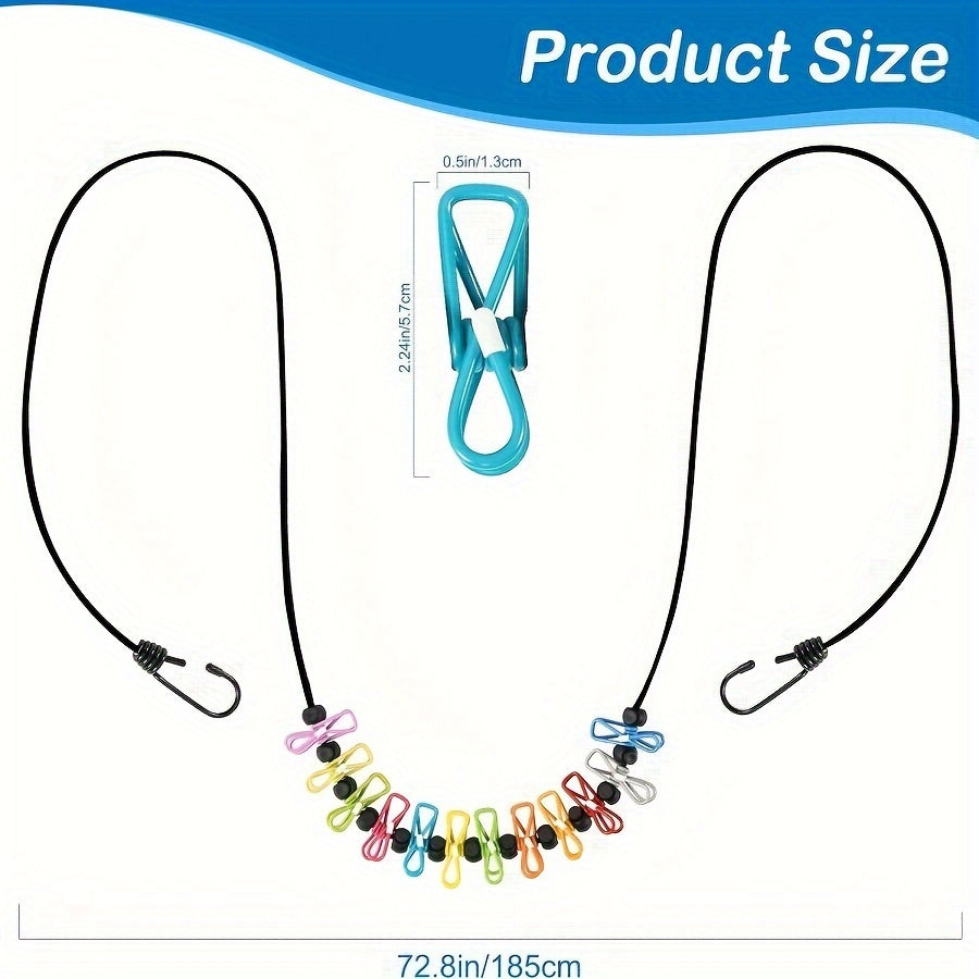 Tendedero retráctil portátil con 12 clips para uso en interiores y exteriores