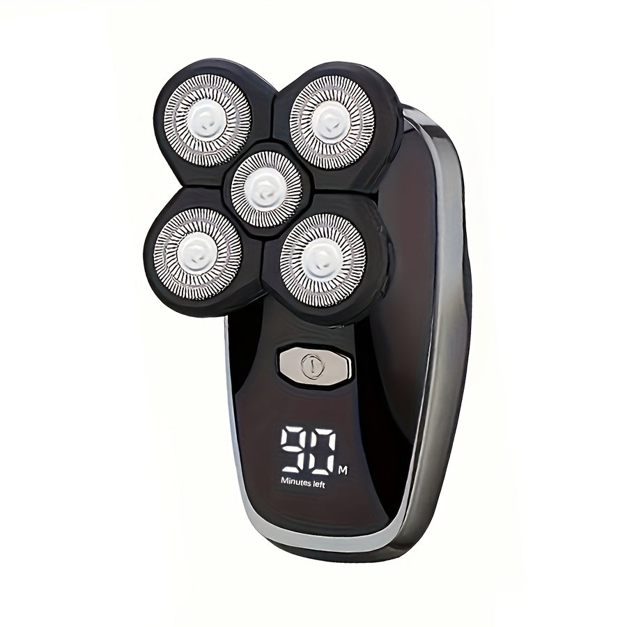 Беспроводная электробритва с LED-дисплеем, перезаряжаемая, для брития головы, 5 лезвий, USB, эргономичная