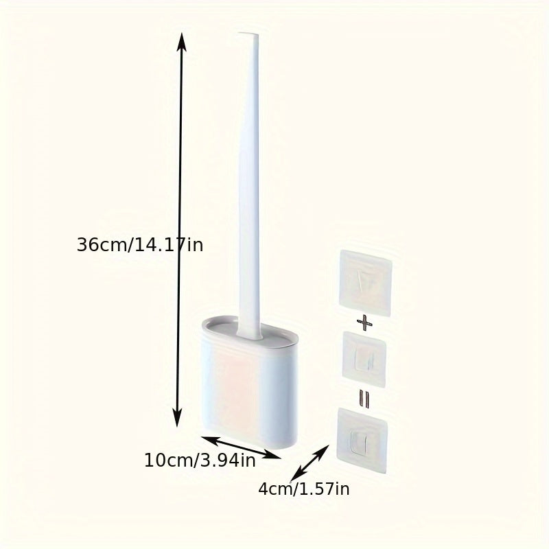 Set of 2 Wall-Mounted Toilet Brushes with Sealed Toilet Seat and Long Handle