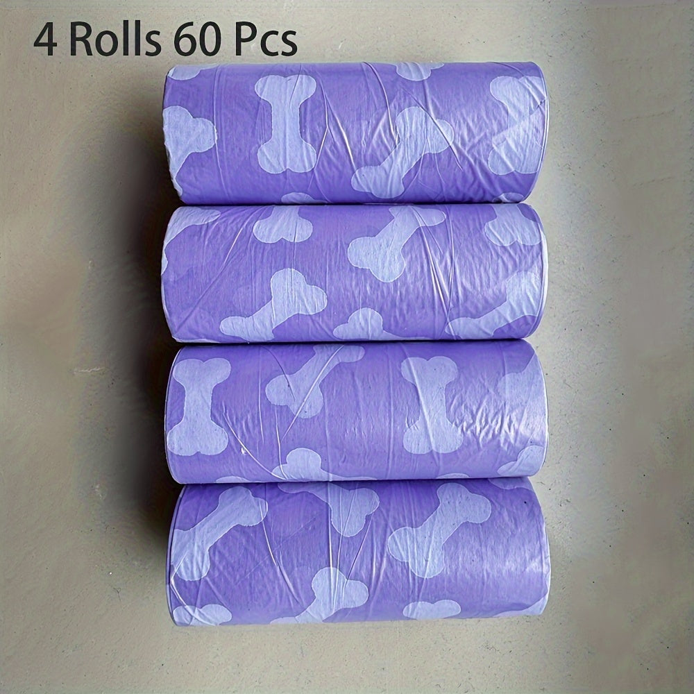 60-Pack Dog Waste Bags Leak-Proof Bone Print Easy-Tear Polyethylene Outdoor Cleanup