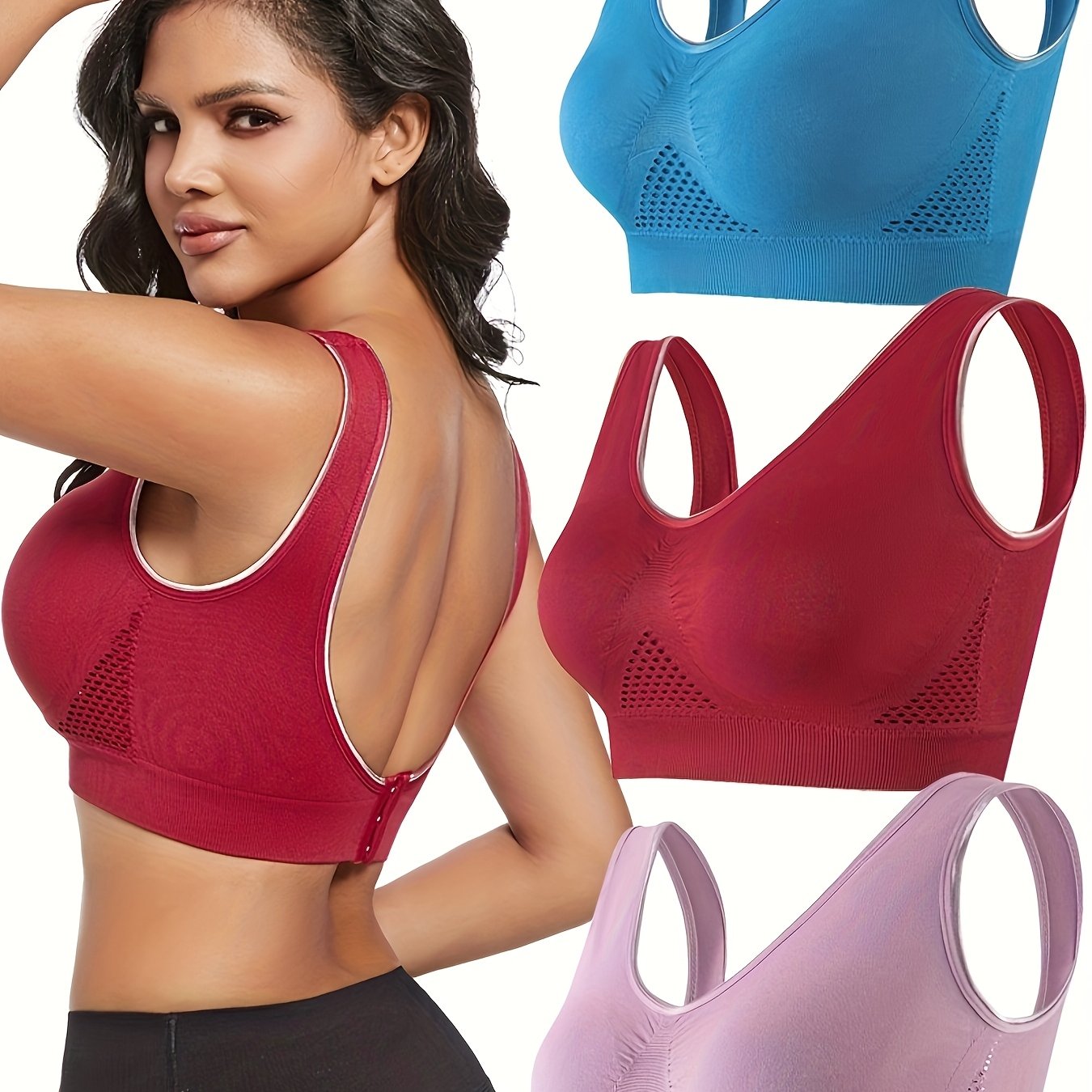 Women's Breathable Seamless Sports Bra Large Size Yoga Underwear Set