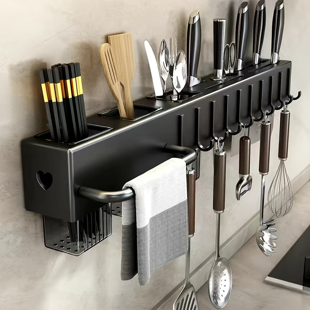 Multi-Functional Knife Storage Rack Carbon Steel No Punch Kitchen Organizer