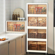 Складной пластиковый органайзер для хранения с дверцами и колесами для домашнего использования