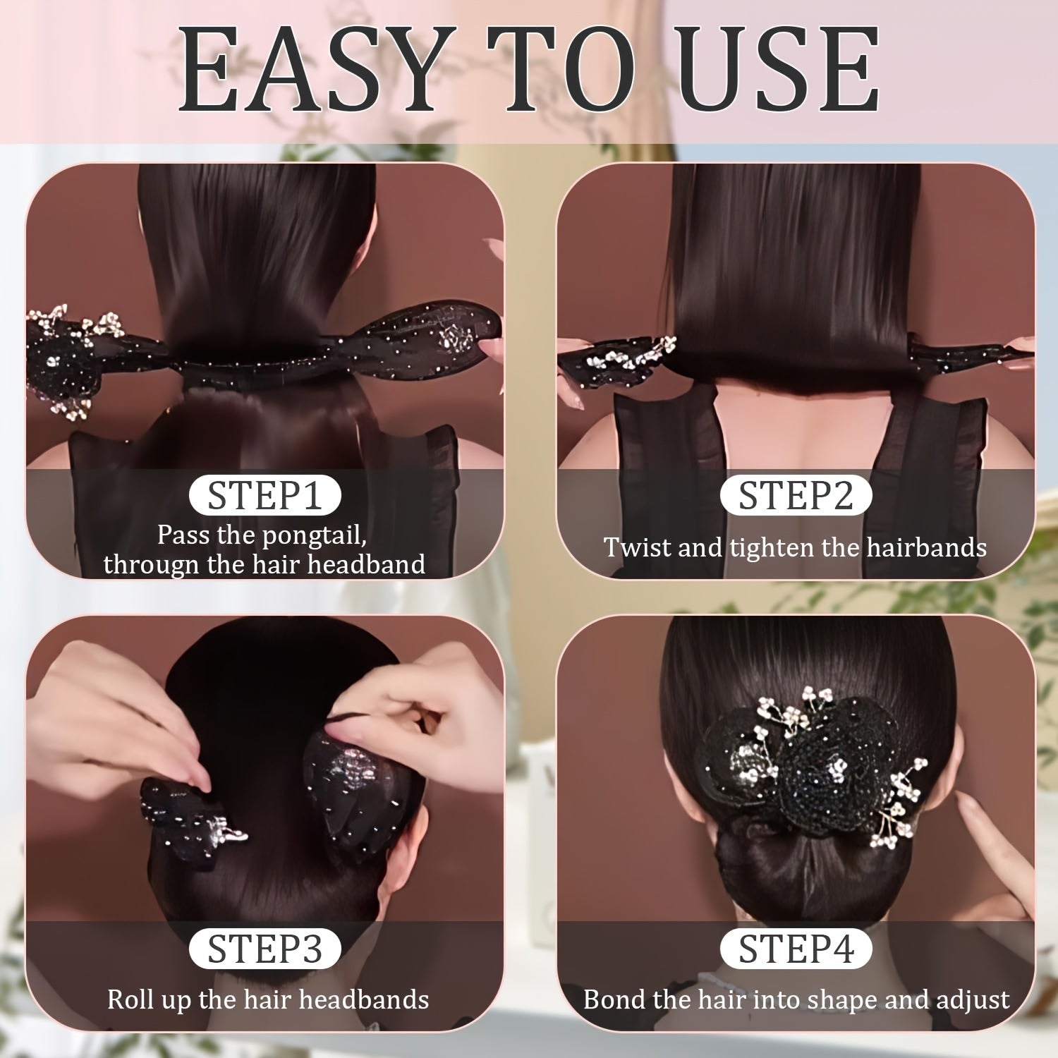 Hair Bun Styling Accessory for Women Satin Hair Donut with Elastic Band