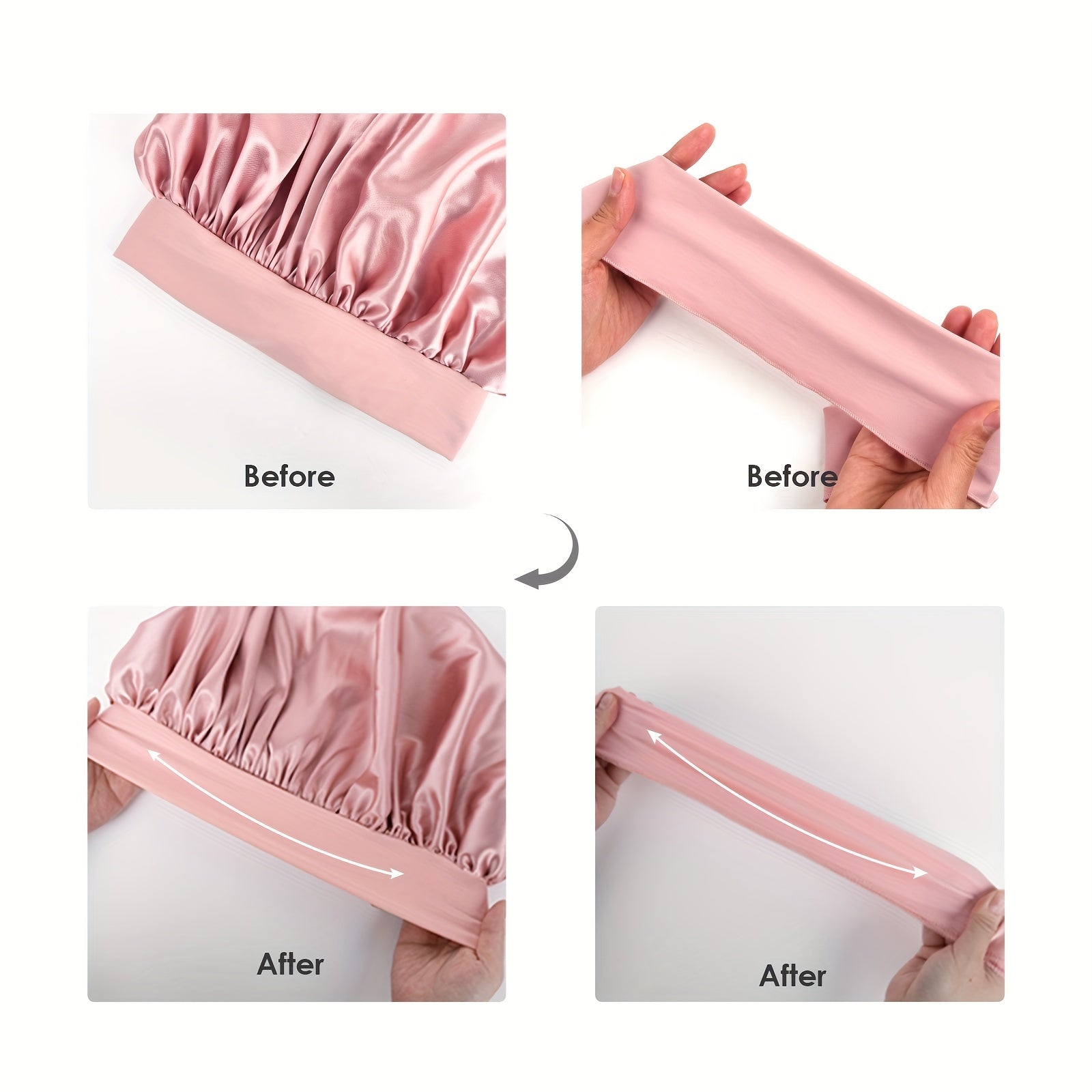 Silk Sleep Cap Satin Bonnet Adjustable Headwear with Tie Band for Women Men