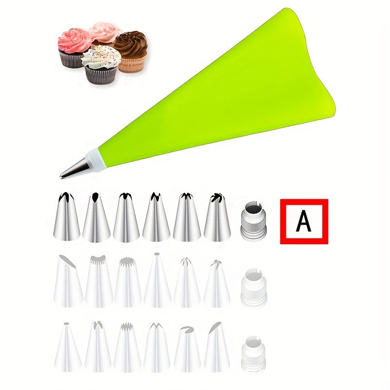 Set of 8 or 16 Silicone Pastry Bag Tips for Cake Icing and Piping Reusable Decorating Tools